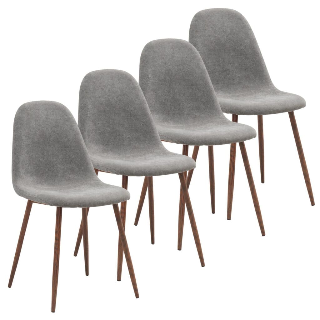 Lyna Side Chair, Set of 4 in Grey and Walnut - Image 7