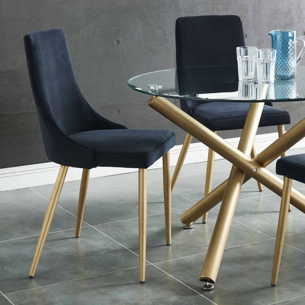 Carmilla Side Chair, Set of 2 in Black and Aged Gold - Image 2