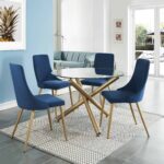Carmilla Side Chair, Set of 2 in Blue and Aged Gold 202-353BLU 202 353BLU 4
