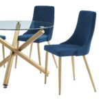 Carmilla Side Chair, Set of 2 in Blue and Aged Gold 202-353BLU 202 353BLU 5