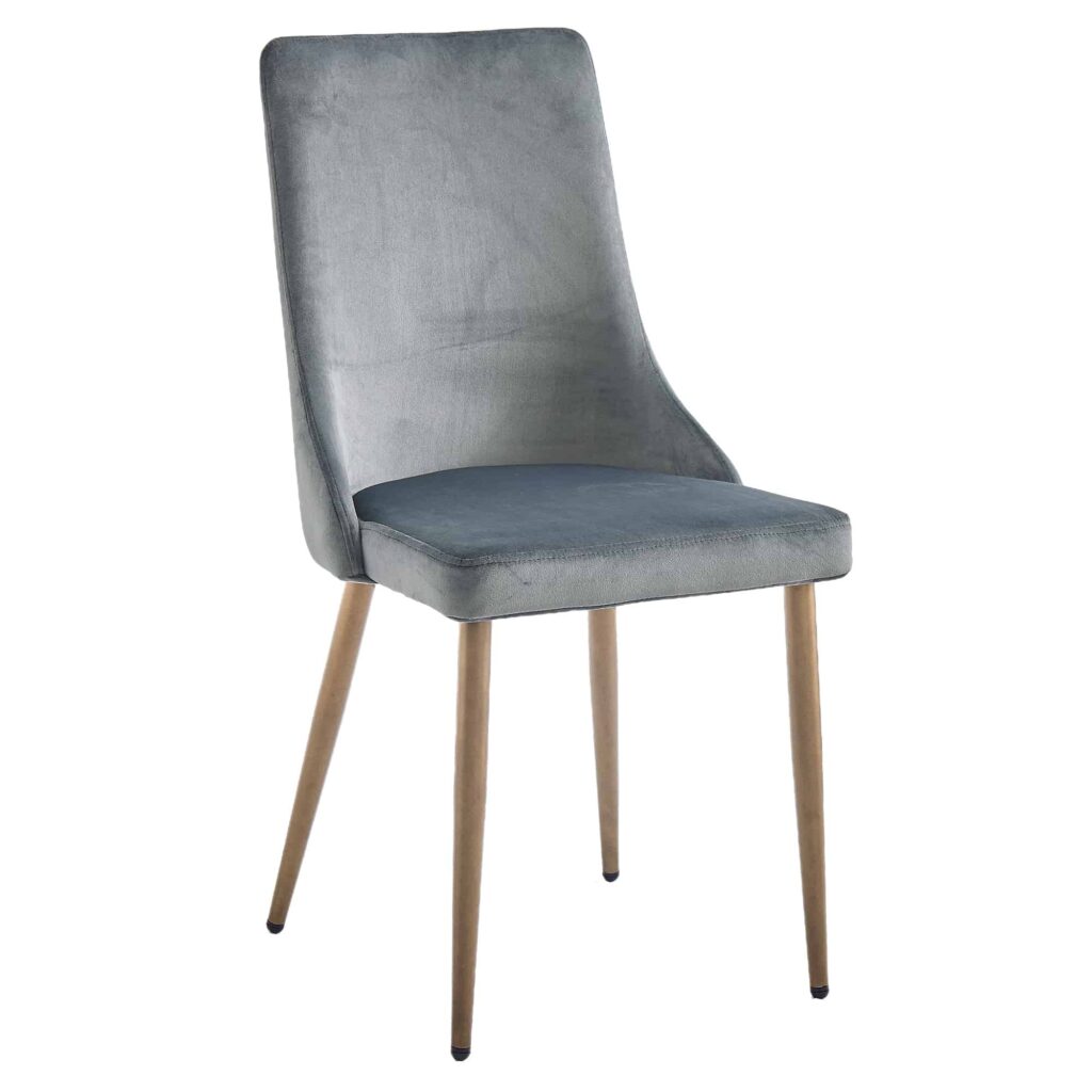 Carmilla Side Chair, Set of 2 in Grey and Aged Gold 202-353GY 202 353GY