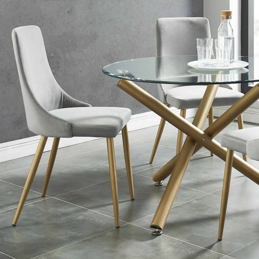 Carmilla Side Chair, Set of 2 in Grey and Aged Gold - Image 2