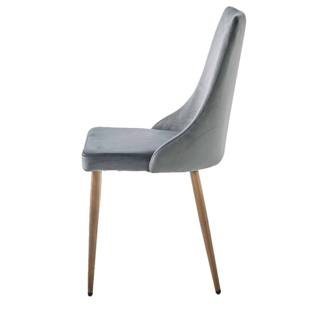 Carmilla Side Chair, Set of 2 in Grey and Aged Gold - Image 4