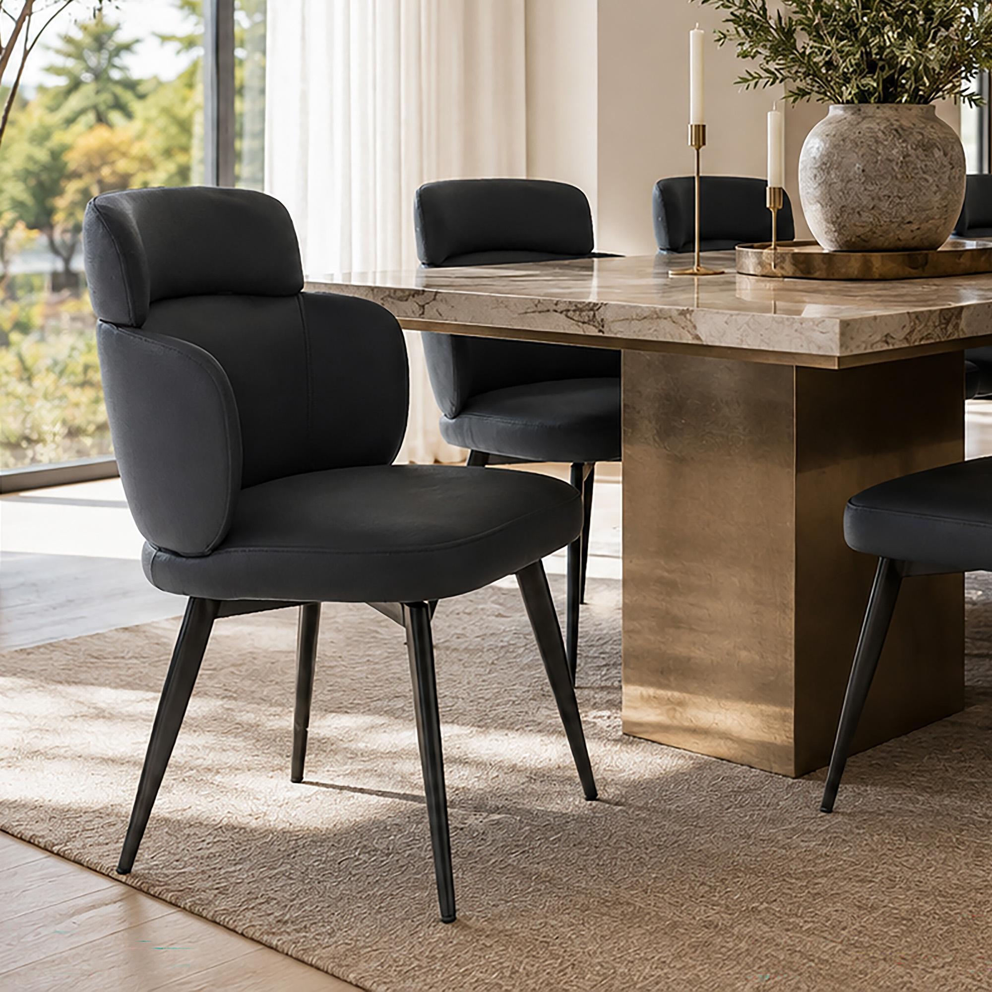 Razzo Dining Chair, Set of 4 in Black and Black 2 Razzo Dining Chair, Set of 4 in Black and Black - Image 2