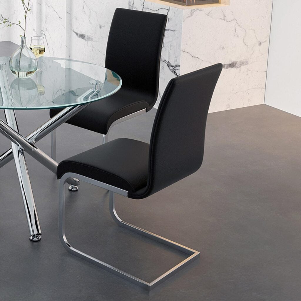 Maxim Side Chair, Set of 2 in Black and Chrome - Image 2
