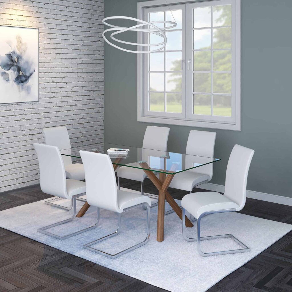 Maxim Side Chair, Set of 2 in White and Chrome - Image 4