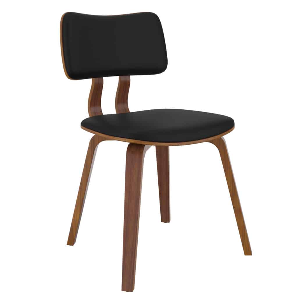 Zuni Side Chair in Black Faux Leather and Walnut 202-581PUBK 202 581PUBK