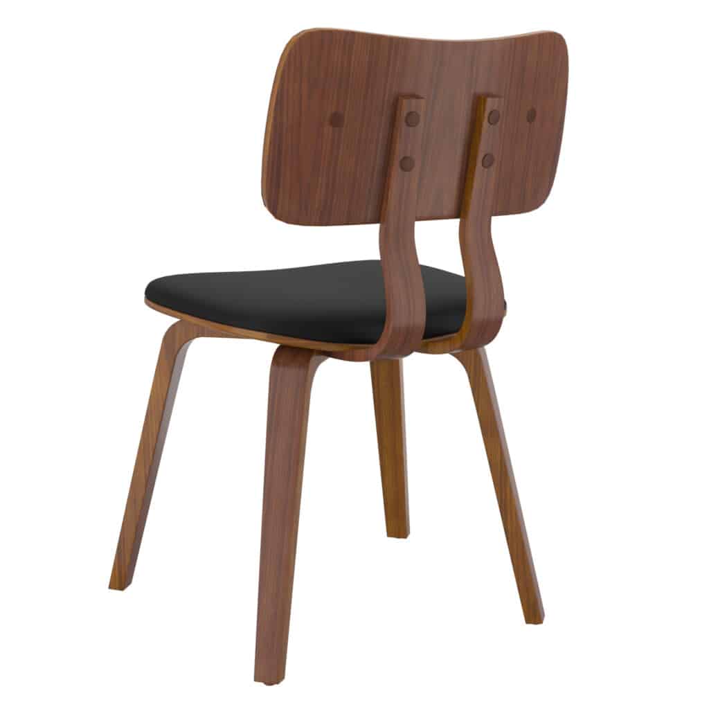 Zuni Side Chair in Black Faux Leather and Walnut - Image 3
