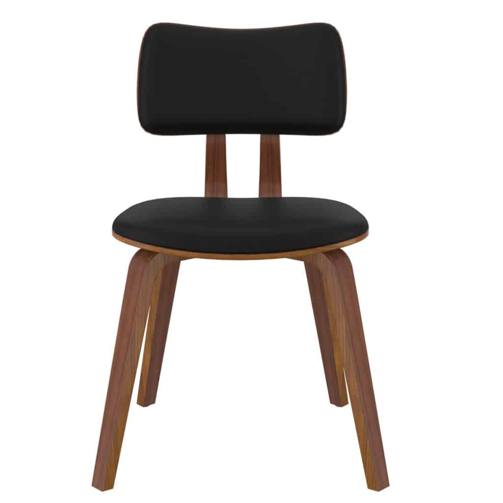 Zuni Side Chair in Black Faux Leather and Walnut - Image 4