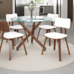 Zuni Side Chair in White Faux Leather and Walnut 202-581PUWT 202 581PUWT 1