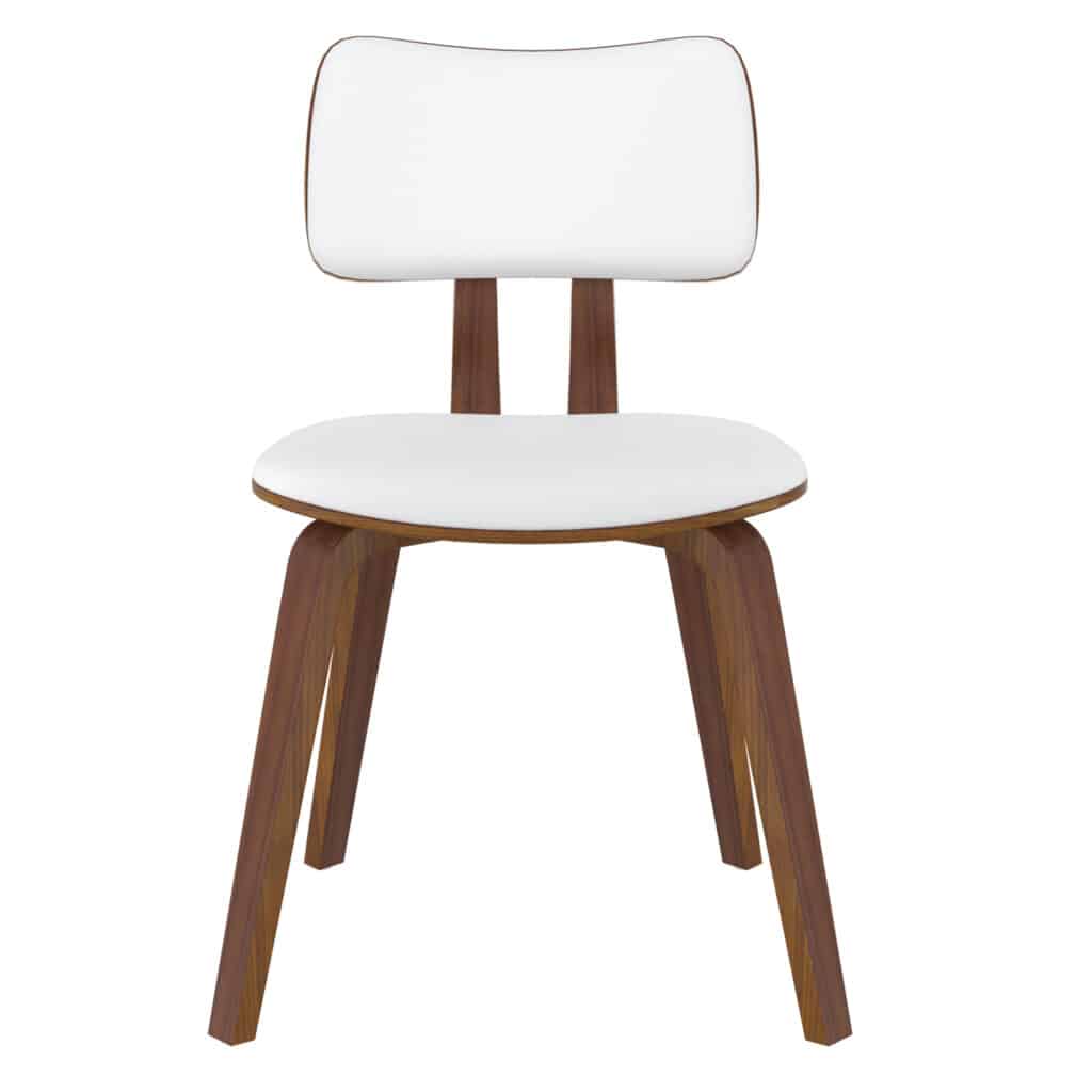Zuni Side Chair in White Faux Leather and Walnut - Image 4