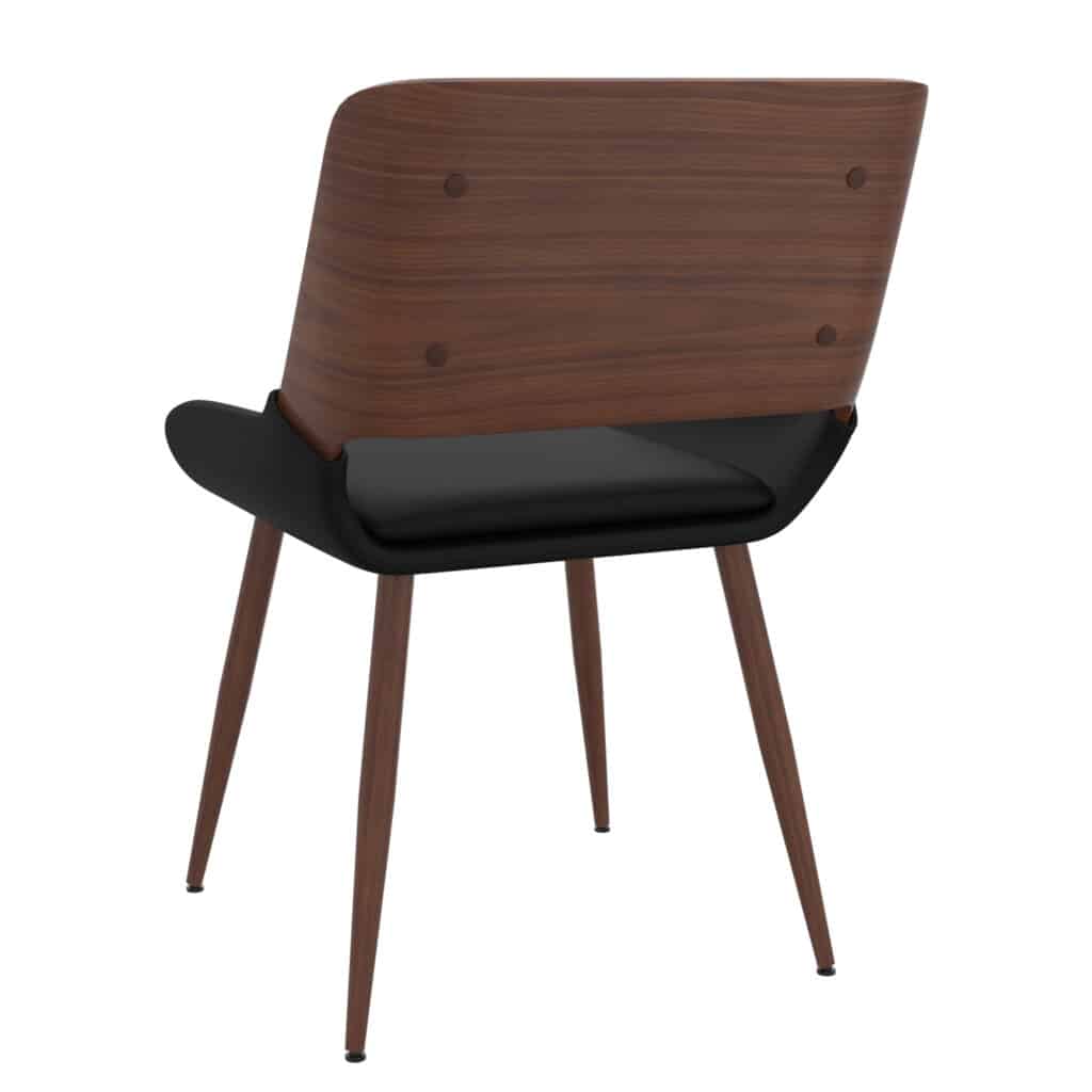 Hudson Side Chair in Black Faux Leather and Walnut - Image 3