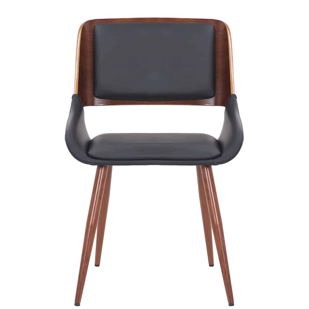 Hudson Side Chair in Black Faux Leather and Walnut - Image 4