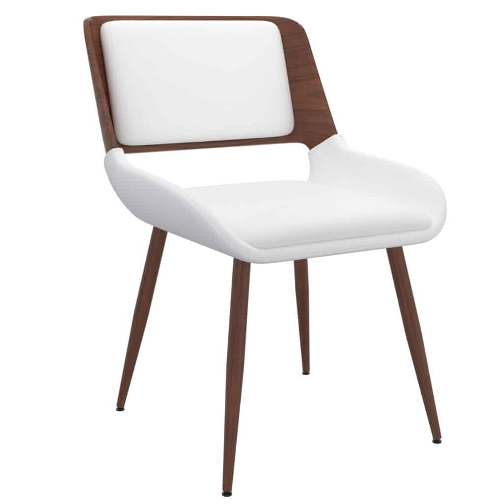 Hudson Side Chair in White Faux Leather and Walnut 202-582PUWT 202 582PUWT