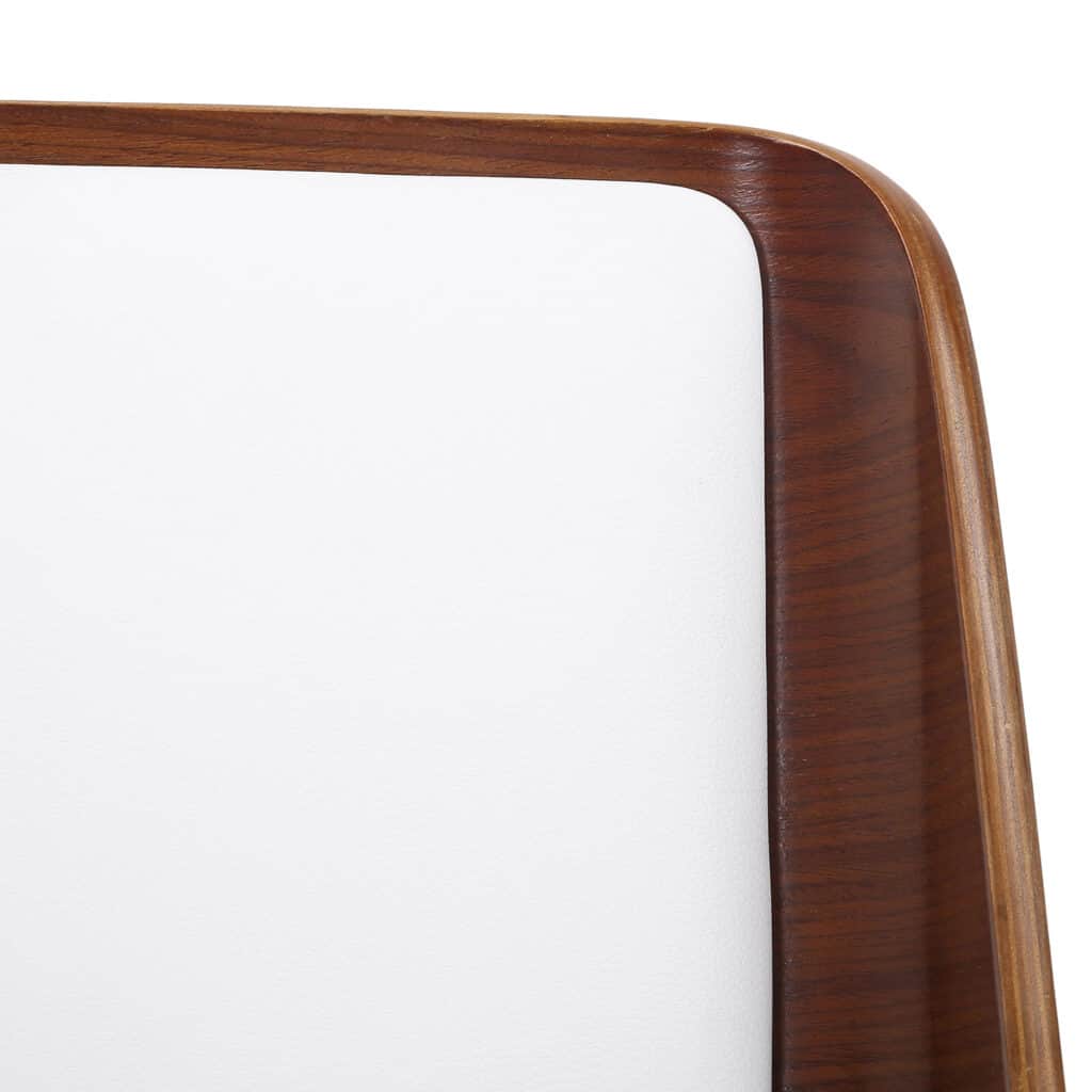 Hudson Side Chair in White Faux Leather and Walnut - Image 7