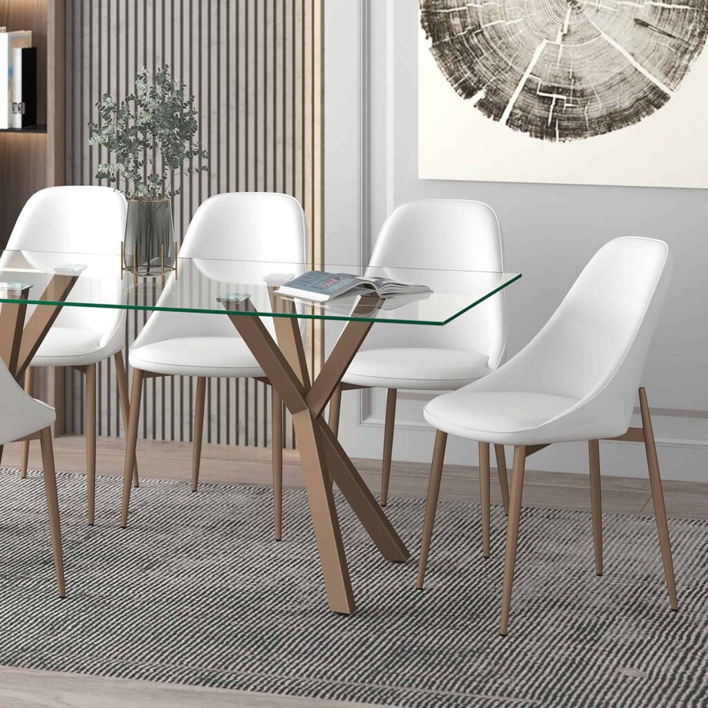 Cleo Side Chair, Set of 2, in White and Aged Gold - Image 2