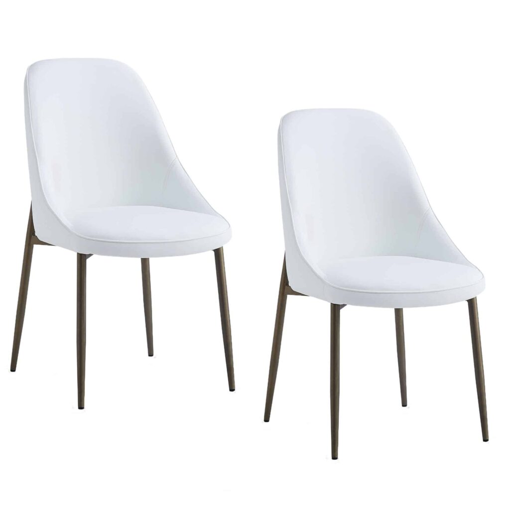 Cleo Side Chair, Set of 2, in White and Aged Gold - Image 7