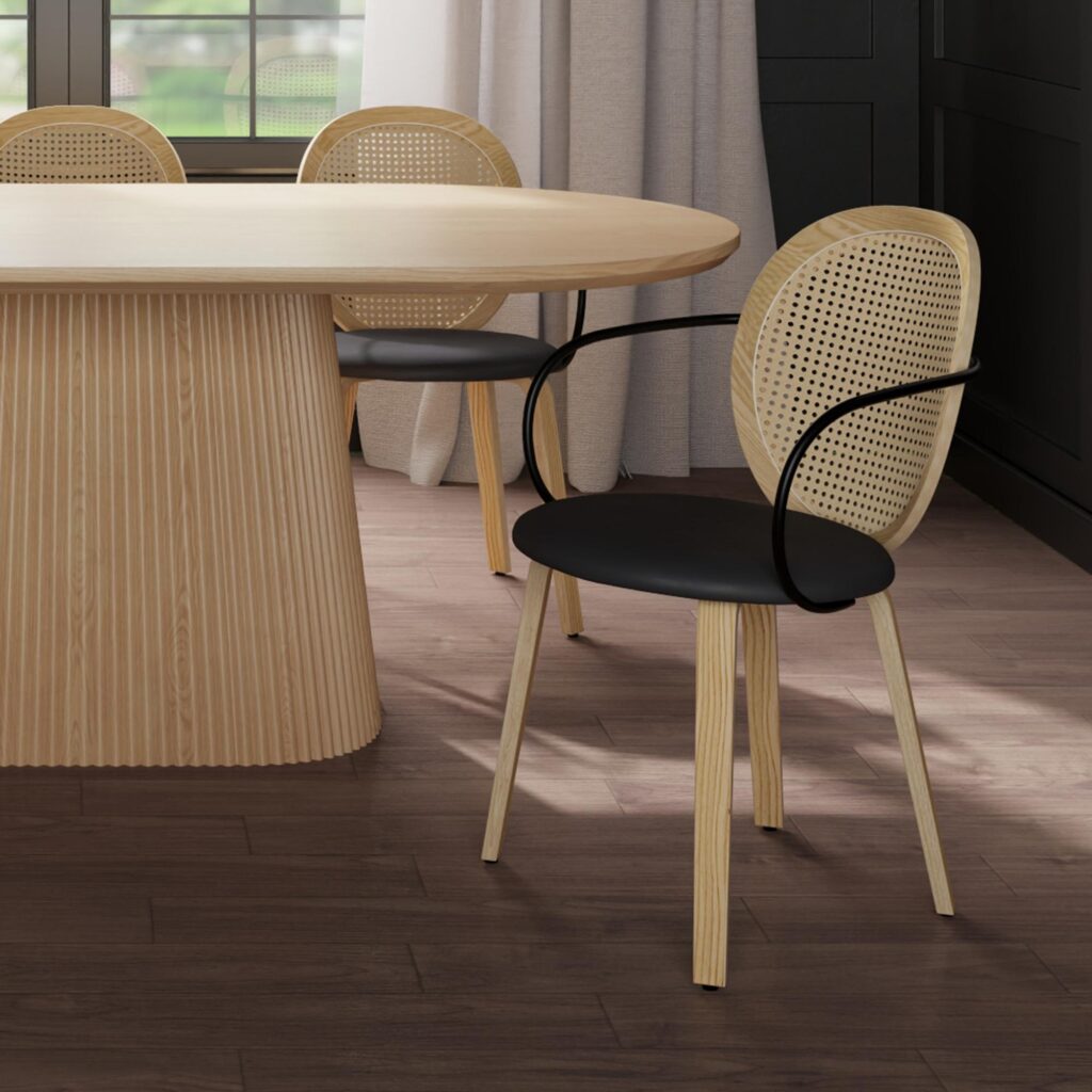 Orias Dining Chair, set of 2 in Light Oak and Black - Image 2