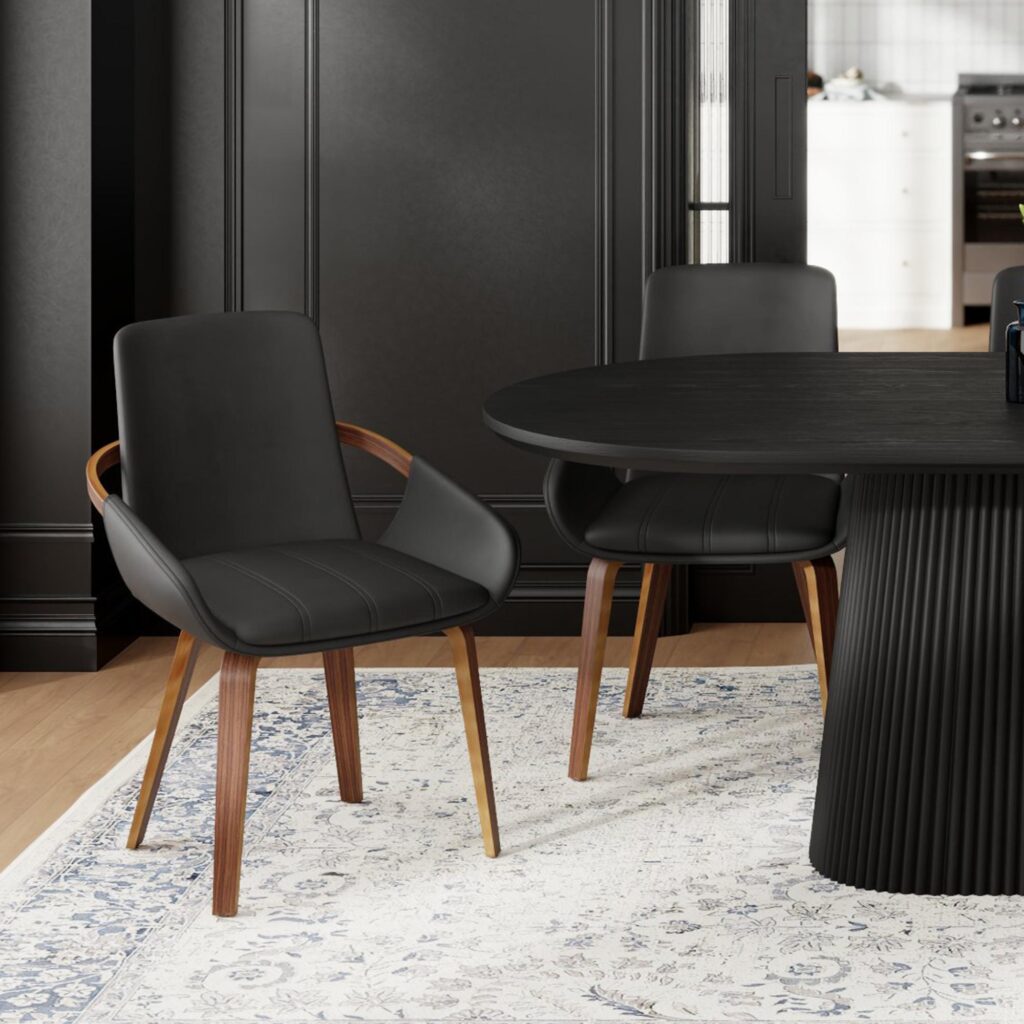 Caspian Dining Chair, set of 2 in Black and Dark Walnut - Image 2
