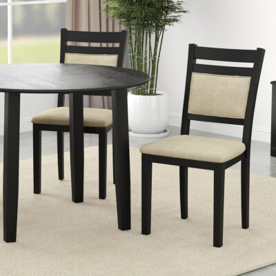 Conrad Dining Chair, Set of 2 in Black & Beige 202-863BLK 202 863BLK 1