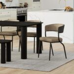 Kazan Dining Chair, Set of 2 in Dark Beige Performance Fabric & Black Metal 202-904DKB 202 904DKB 1