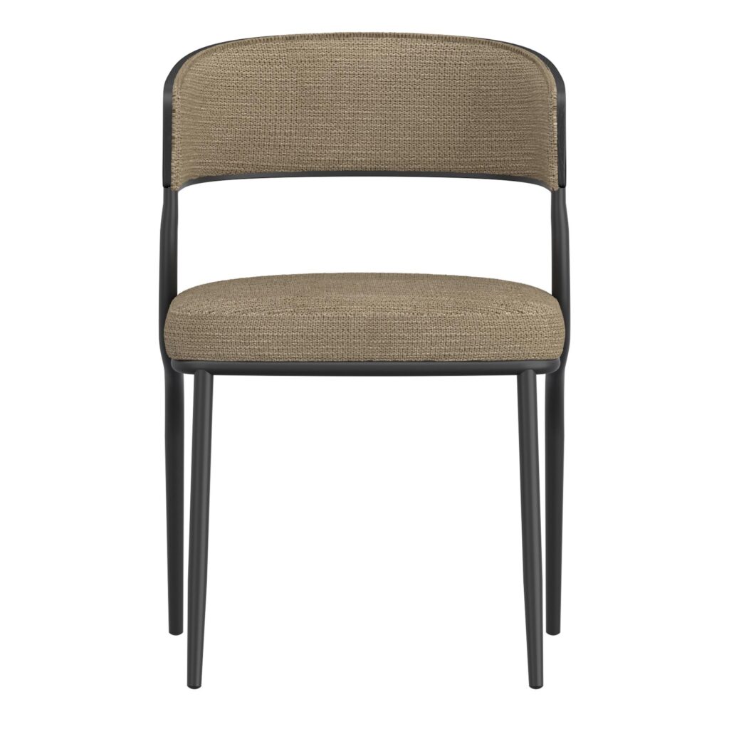 Kazan Dining Chair, Set of 2 in Dark Beige Performance Fabric & Black Metal - Image 5