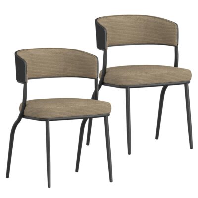 Kazan Dining Chair, Set of 2 in Dark Beige Performance Fabric & Black Metal 202-904DKB 202 904DKB 6