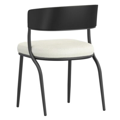 Kazan Dining Chair, Set of 2 in Ivory Performance Fabric & Black Metal 202-904IV 202 904IV 2