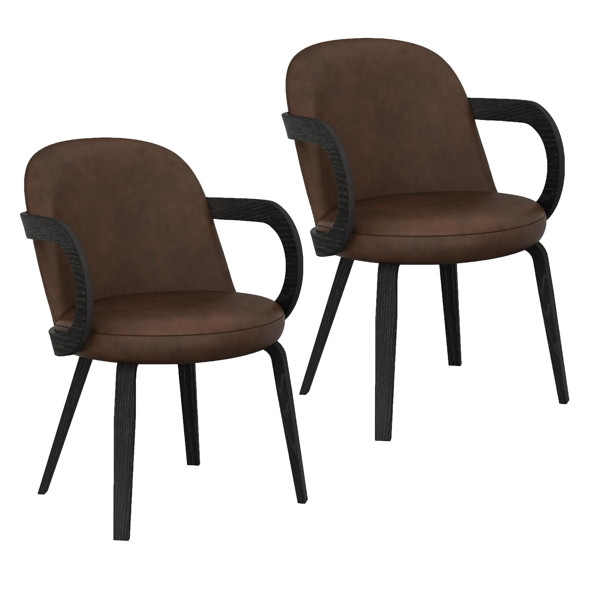 Celest Dining/Lounge Chair, Set of 2 in Brown and Dark Walnut 7 Celest Dining/Lounge Chair, Set of 2 in Brown and Dark Walnut - Image 7