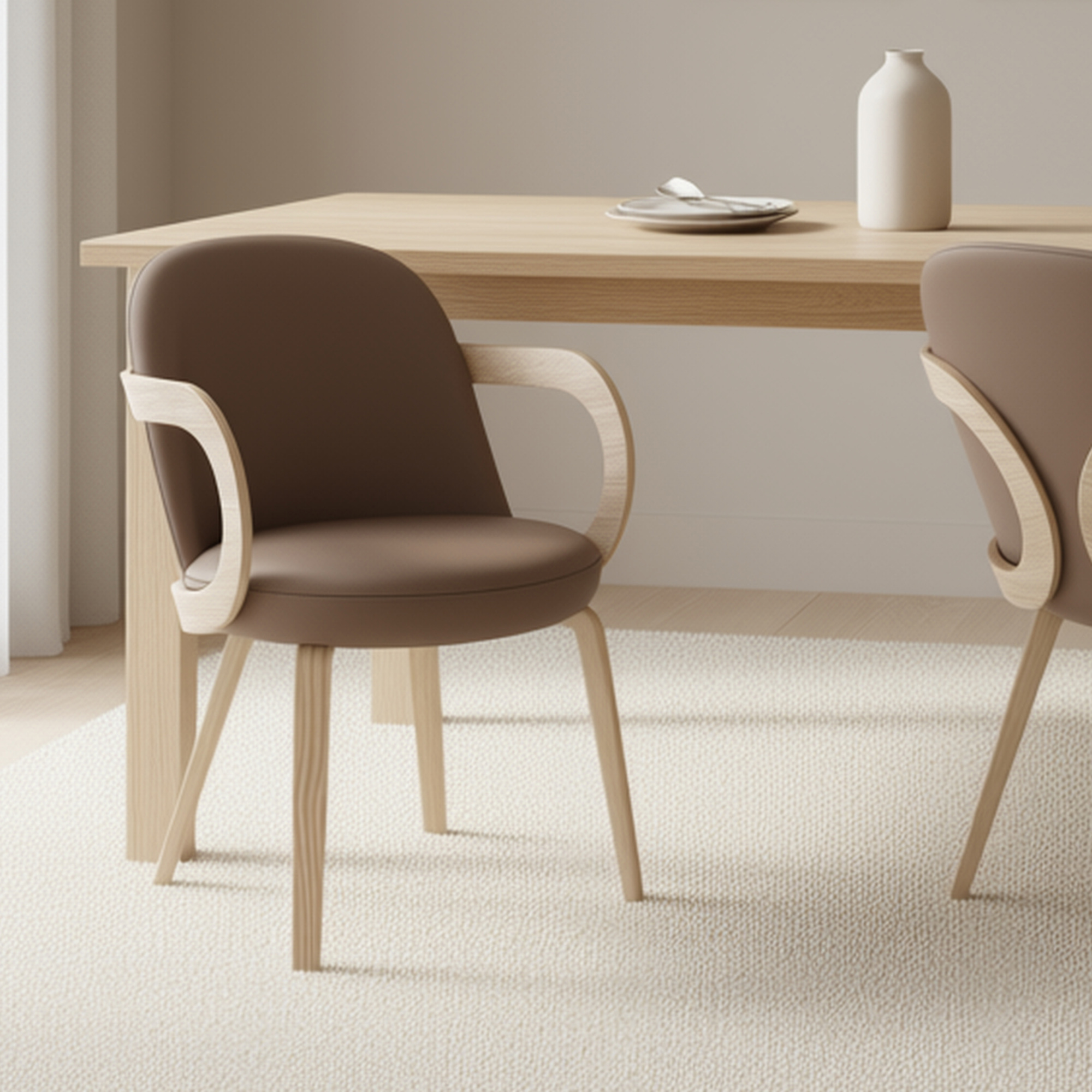 Celest Dining/Lounge Chair, Set of 2 in Dark Taupe and Natural 2 Celest Dining/Lounge Chair, Set of 2 in Dark Taupe and Natural - Image 2