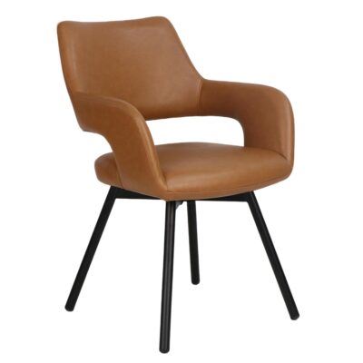 Ryder Swivel Dining and Accent Chair, Set of 2 in Camel and Black