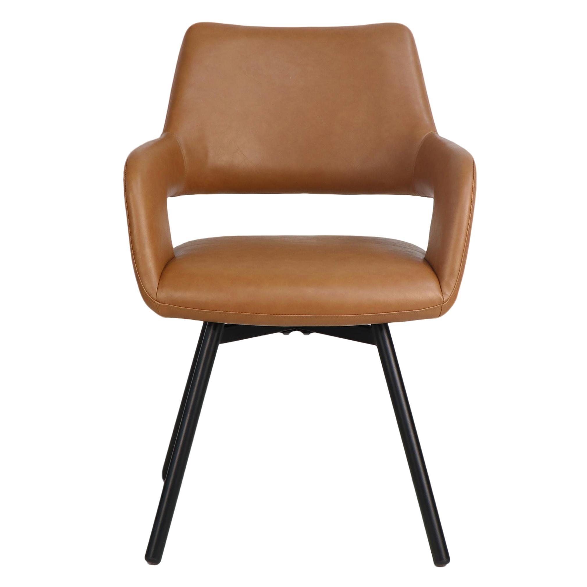 Ryder Swivel Dining and Accent Chair, Set of 2 in Camel and Black 5 Ryder Swivel Dining and Accent Chair, Set of 2 in Camel and Black - Image 5