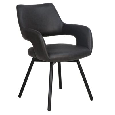 Ryder Swivel Dining and Accent Chair, Set of 2 in Charcoal and Black