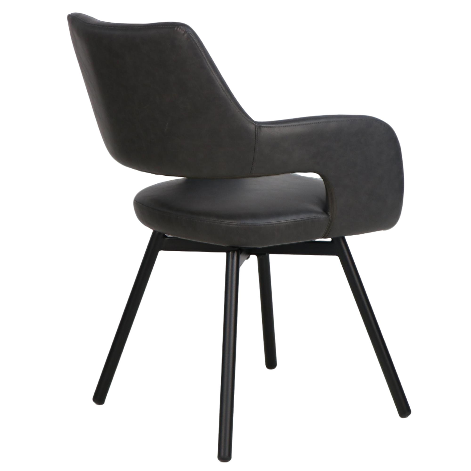 Ryder Swivel Dining and Accent Chair, Set of 2 in Charcoal and Black 3 Ryder Swivel Dining and Accent Chair, Set of 2 in Charcoal and Black - Image 3