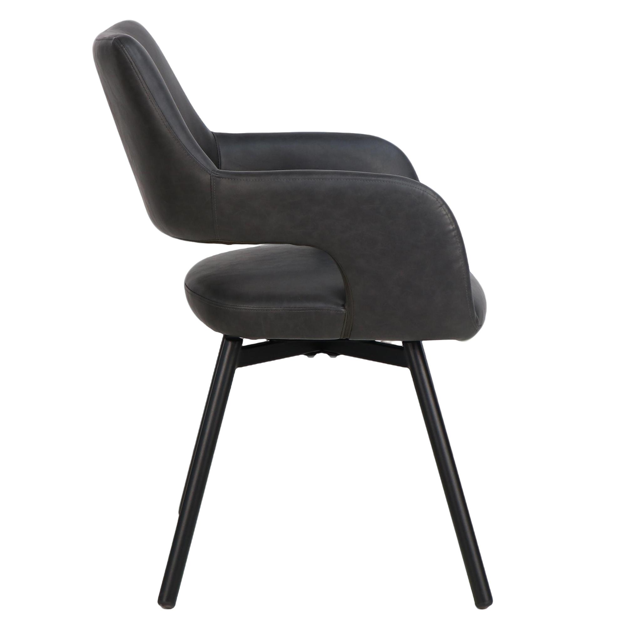 Ryder Swivel Dining and Accent Chair, Set of 2 in Charcoal and Black 4 Ryder Swivel Dining and Accent Chair, Set of 2 in Charcoal and Black - Image 4