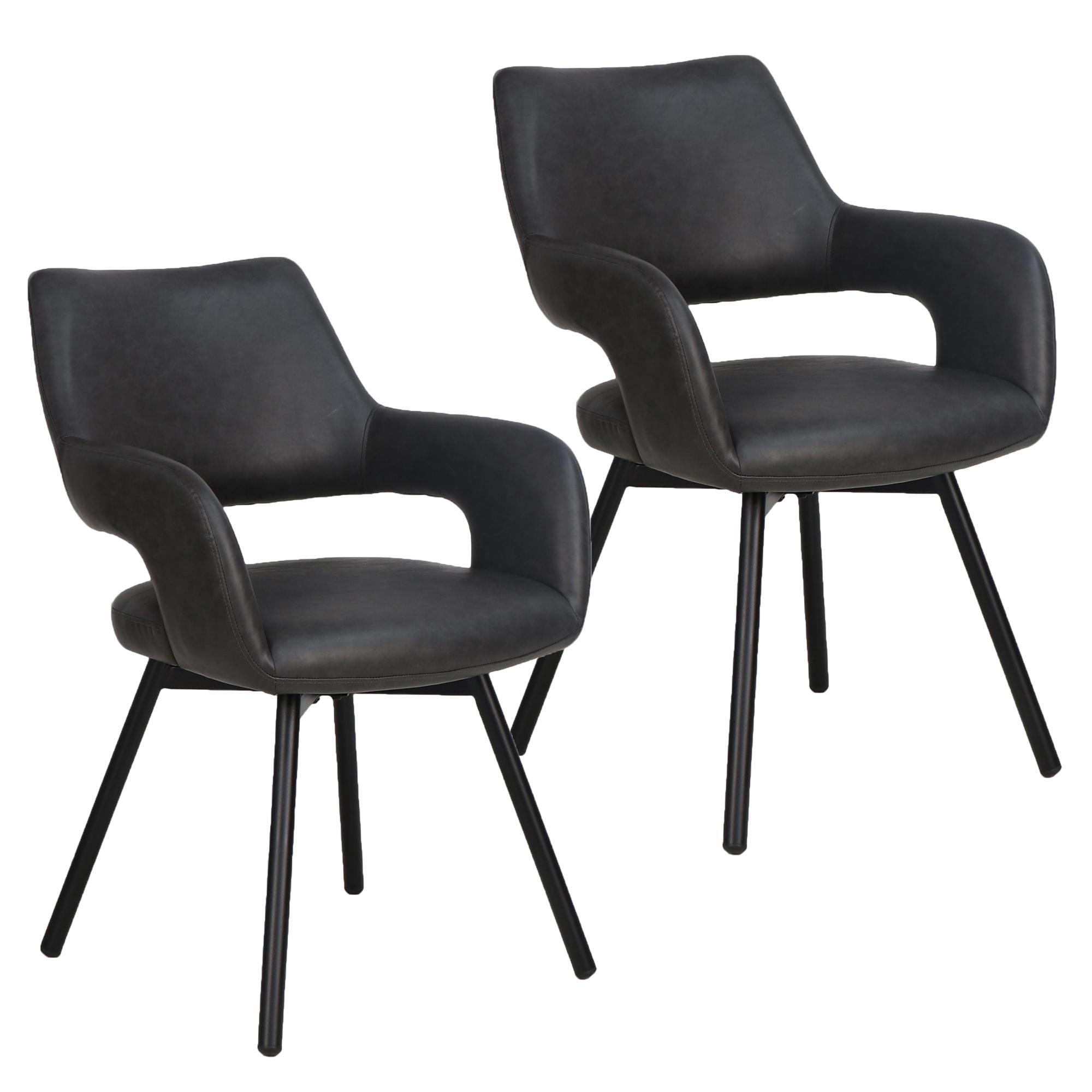 Ryder Swivel Dining and Accent Chair, Set of 2 in Charcoal and Black 7 Ryder Swivel Dining and Accent Chair, Set of 2 in Charcoal and Black - Image 7
