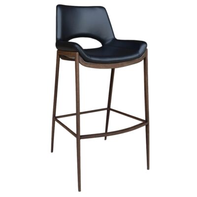 Icona 30" Bar Stool in Black Seat and Walnut Base