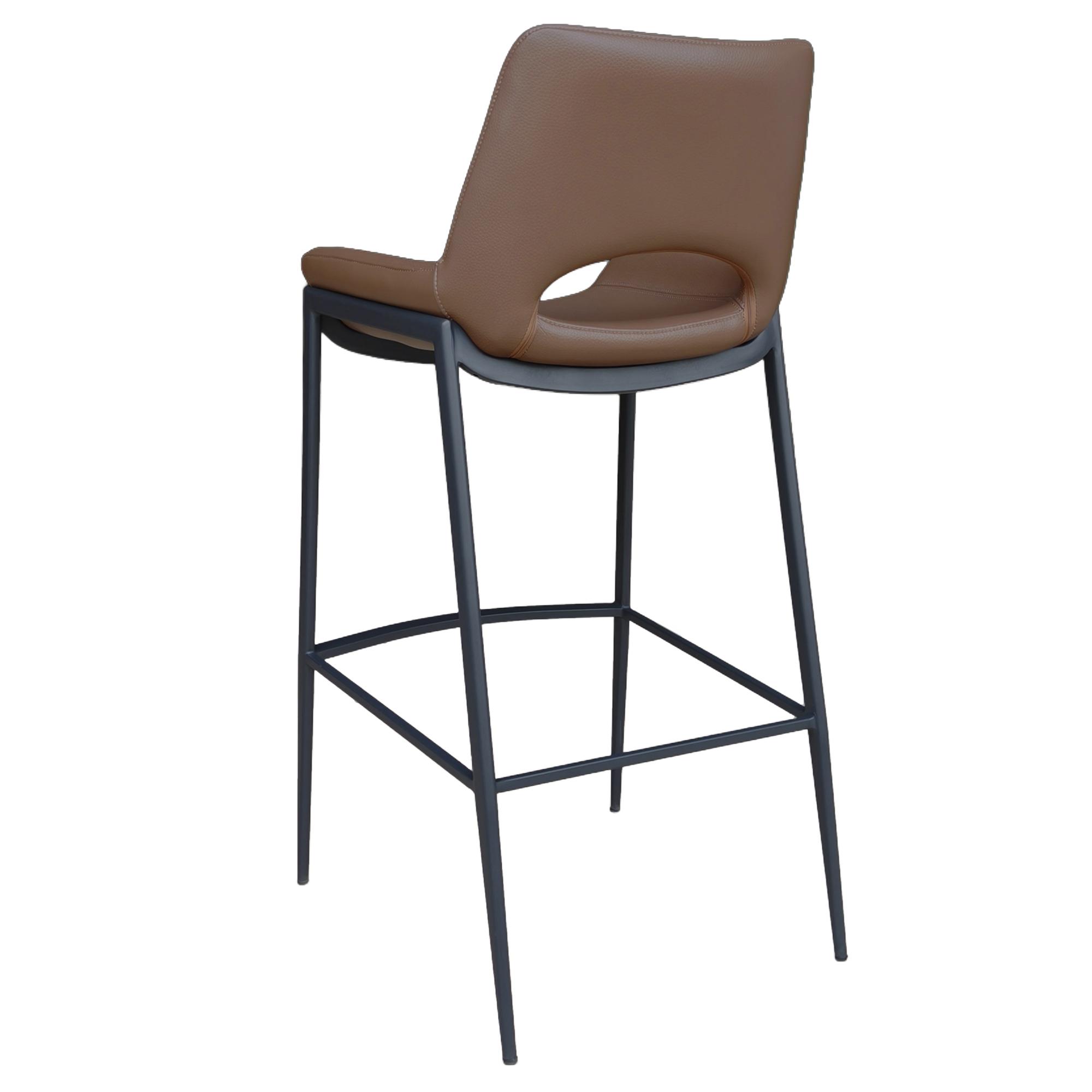Icona 30" Bar Stool in Saddle Seat and Black Base 3 Icona 30" Bar Stool in Saddle Seat and Black Base - Image 3