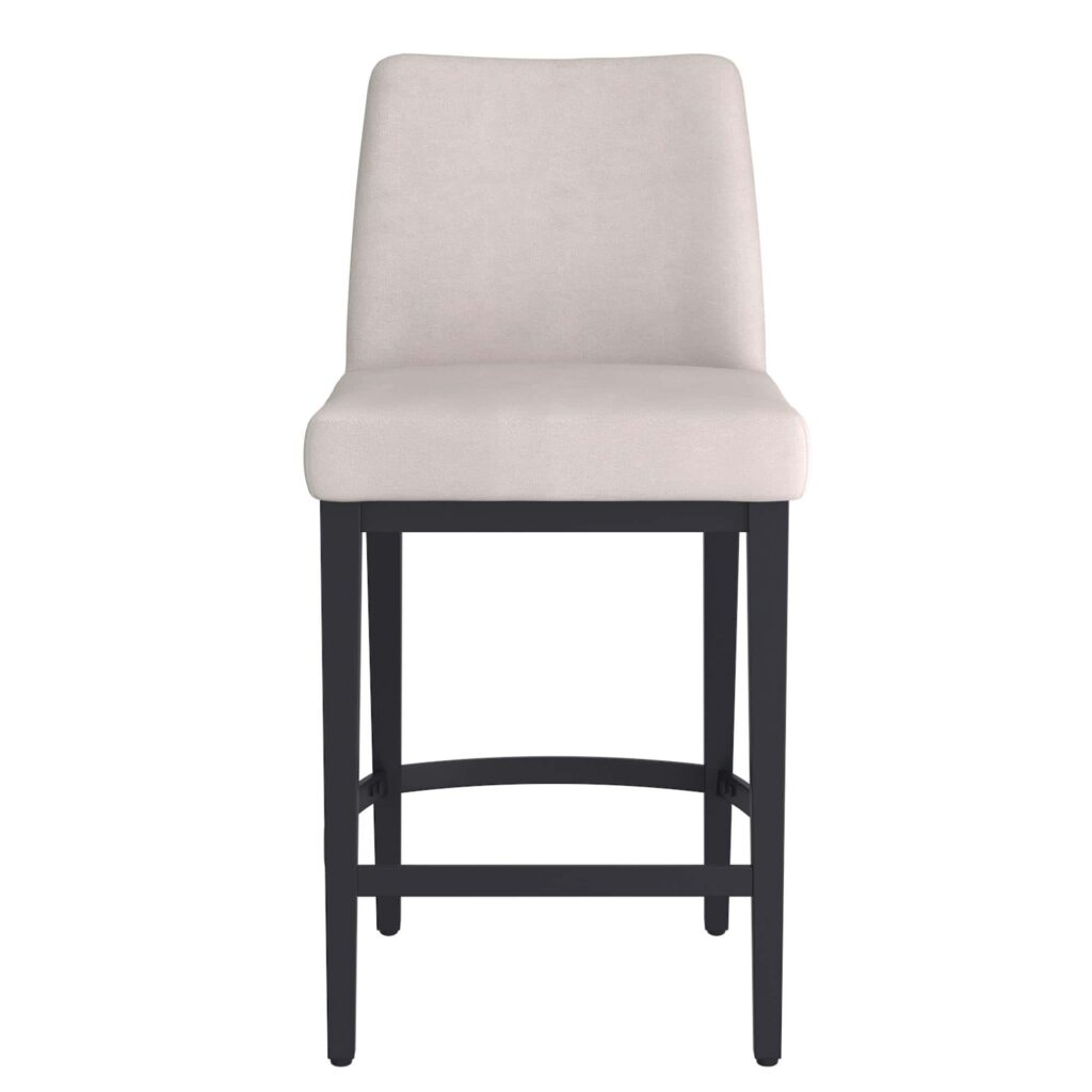 Jace 26" Counter Stool, Set of 2, in Beige Fabric and Black - Image 5