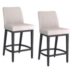 Jace 26" Counter Stool, Set of 2, in Beige Fabric and Black 203-082BEG_BK 203 082BEG BK 6