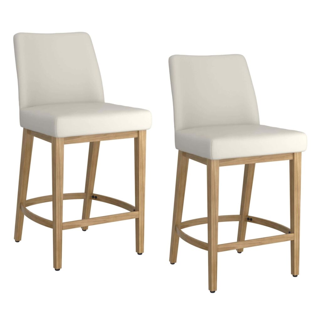 Jace 26" Counter Stool, Set of 2, in Beige Fabric and Natural - Image 7