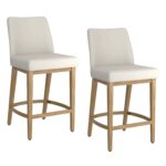 Jace 26" Counter Stool, Set of 2, in Beige Fabric and Natural 203-082BEG_NT 203 082BEG NT 6