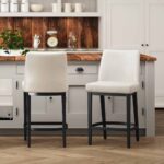 Jace 26" Counter Stool, Set of 2, in Beige Faux Leather and Black 203-082PUBG_BK 203 082PUBG BK 1
