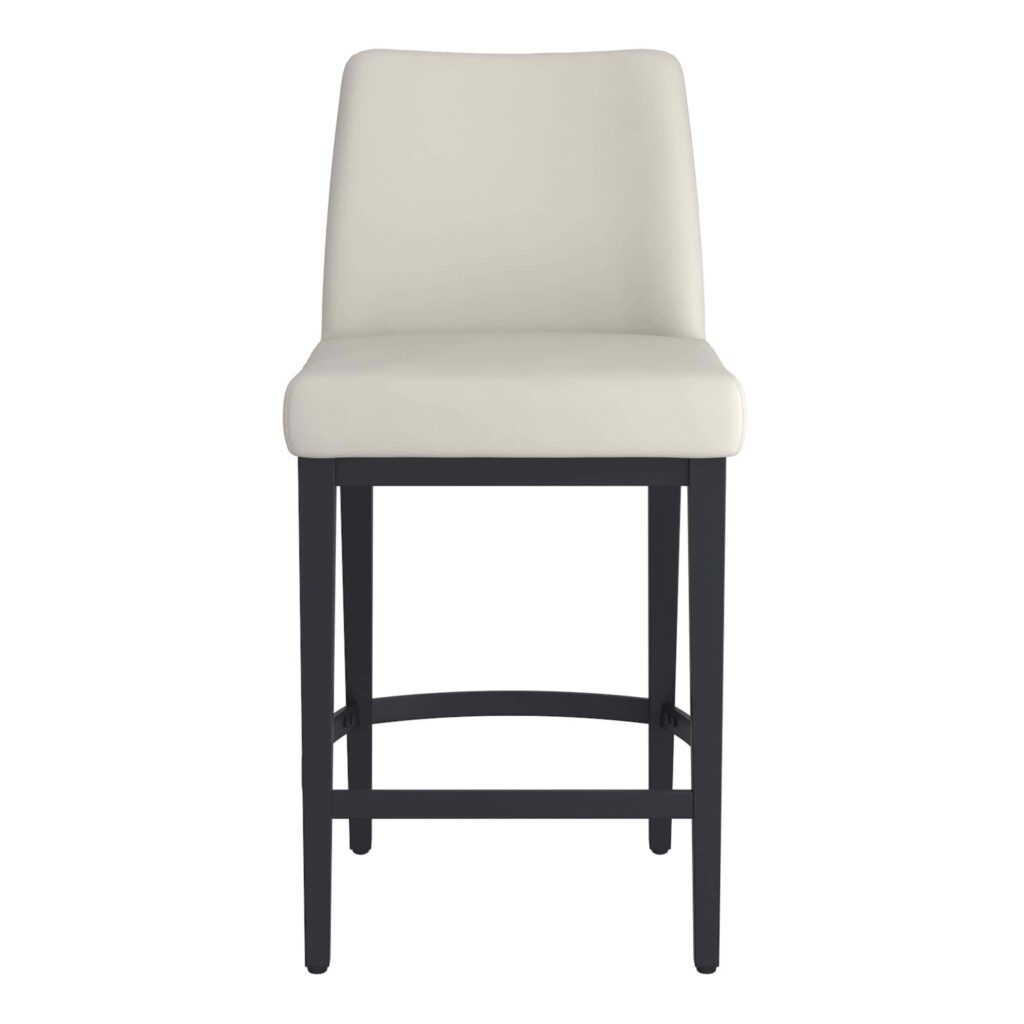 Jace 26" Counter Stool, Set of 2, in Beige Faux Leather and Black - Image 5