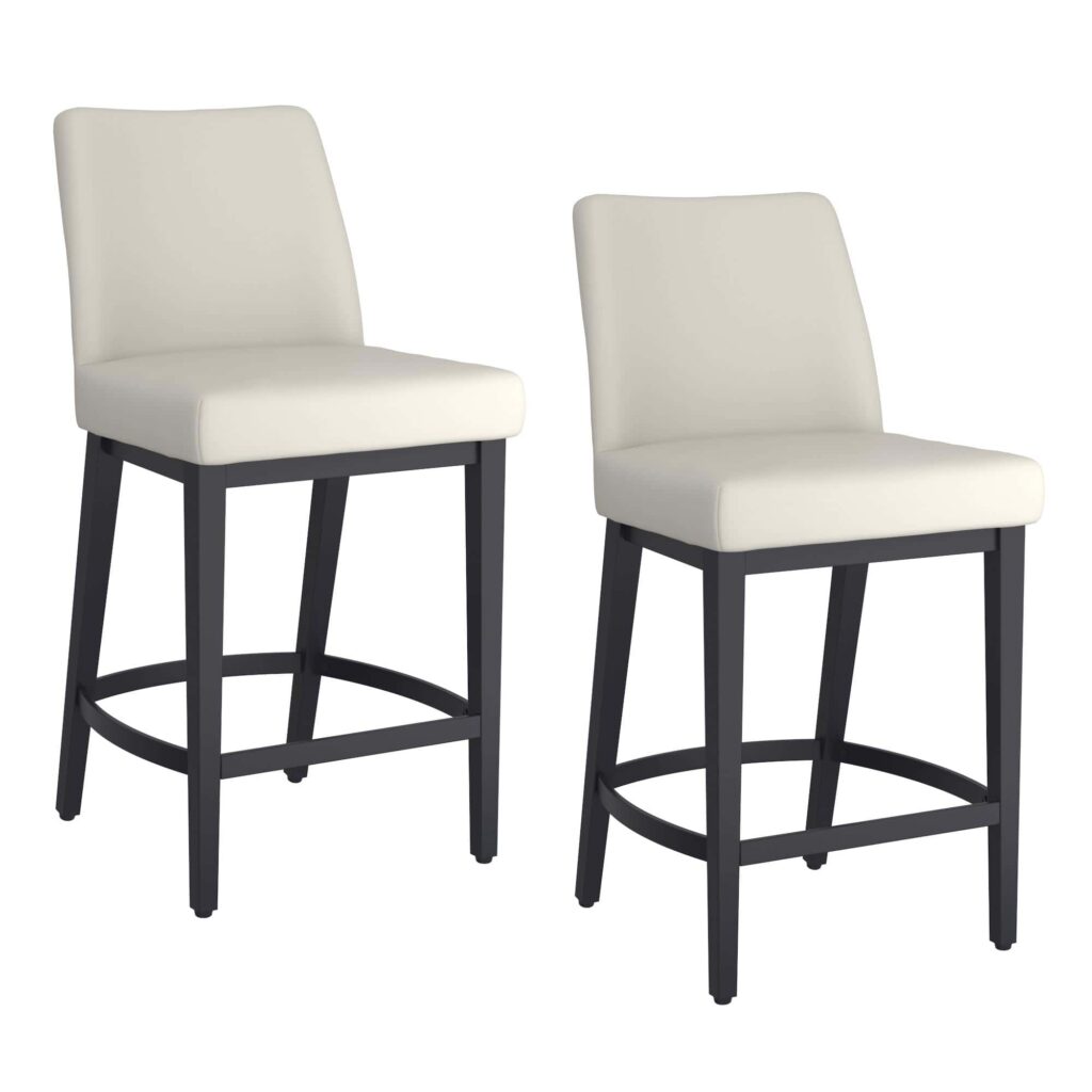 Jace 26" Counter Stool, Set of 2, in Beige Faux Leather and Black - Image 7