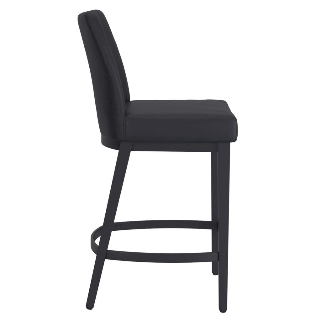 Jace 26" Counter Stool, Set of 2, in Black Faux Leather and Black - Image 4