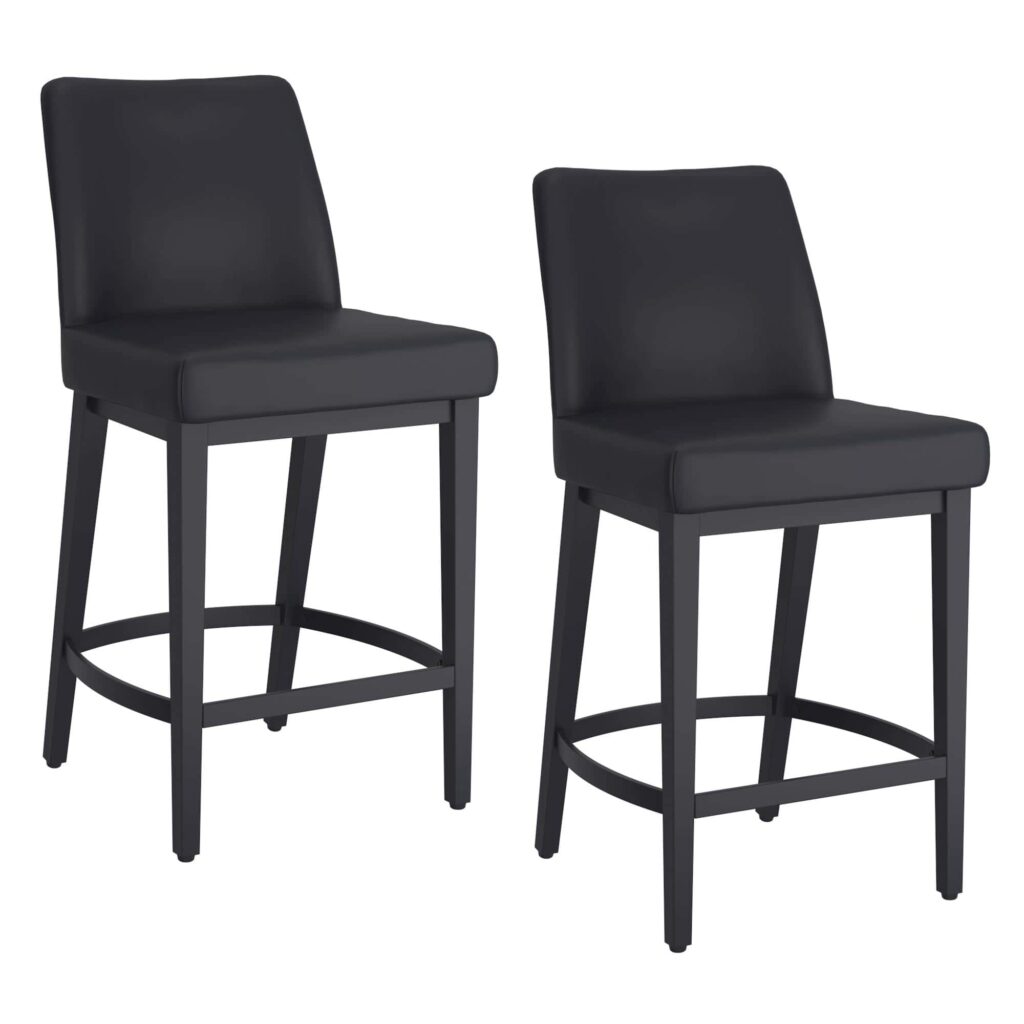 Jace 26" Counter Stool, Set of 2, in Black Faux Leather and Black - Image 7