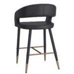 Crimson 26" Counter Stool, Set of 2, in Black Faux Leather and Black and Aged Gold 203-096BK 203 096BK 2
