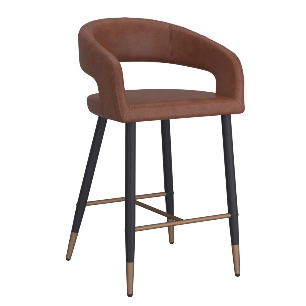 Crimson 26" Counter Stool, set of 2, in Saddle and Black