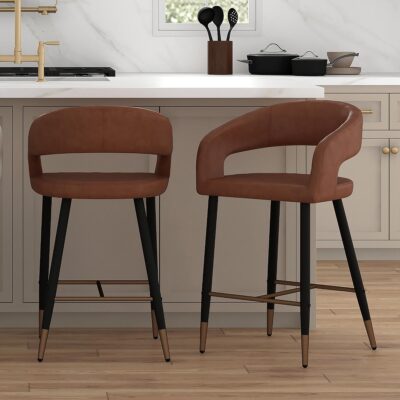 Crimson 26" Counter Stool, set of 2, in Saddle and Black 203-096SD 203 096SD 1